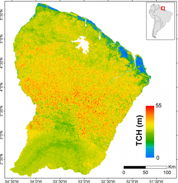 Biomasse forestière et hauteur de la canopée Guyanaise